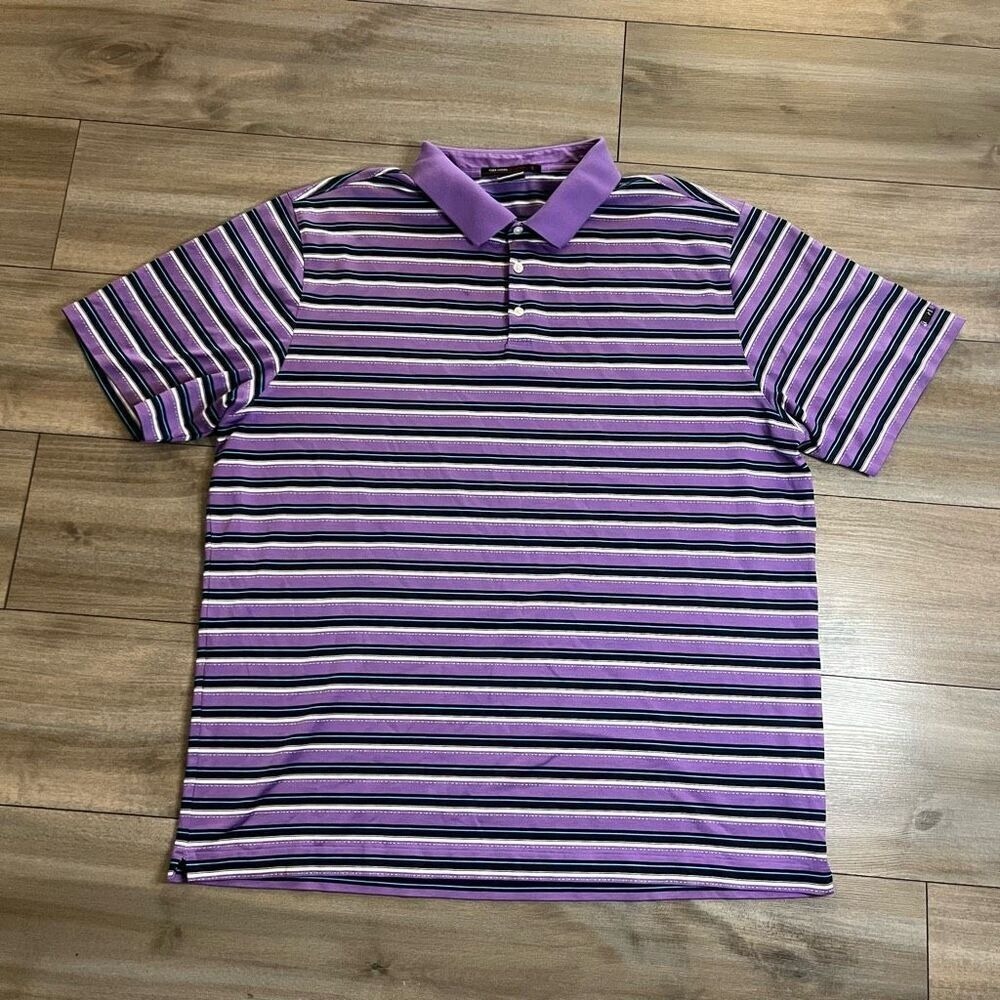 Nike Tiger Woods Collection Purple Striped‎ Golf Polo Shirt Mens XXL Bin F-2